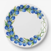 Blaue Blumenkranzplatte Pappteller (Vorderseite)