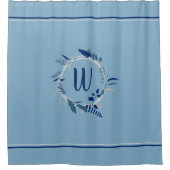 Blaue Blumenkraut, benutzerdefinierte Monogramm St Duschvorhang (Vorderseite)