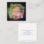 Blaue Blumenkrautmonogramm auf mossy dunklen Grünt Quadratische Visitenkarte (Vorne/Hinten)