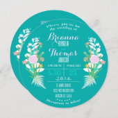 Blaue Blumenkreis-Einladung Einladung (Vorne/Hinten)