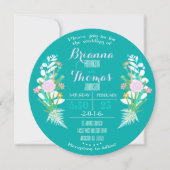 Blaue Blumenkreis-Einladung Einladung (Vorderseite)