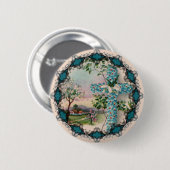 Blaue Blumenkreuz-Osterknopf Button (Vorne & Hinten)