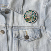 Blaue Blumenkreuz-Osterknopf Button (Beispiel)