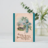 Blaue Blumenkreuz-Osterpostkarte Feiertagspostkarte (Stehend Vorderseite)