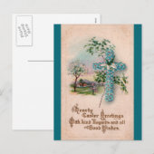 Blaue Blumenkreuz-Osterpostkarte Feiertagspostkarte (Vorne/Hinten)