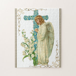 Blaue Blumenkreuz Puzzle