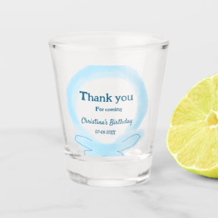 Blaue Blumenkrone Wasserfarbe Danke fürs Kommen Schnapsglas