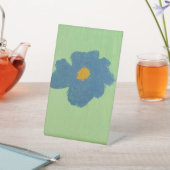 Blaue Blumenmalerei Sockelschild (In SItu)
