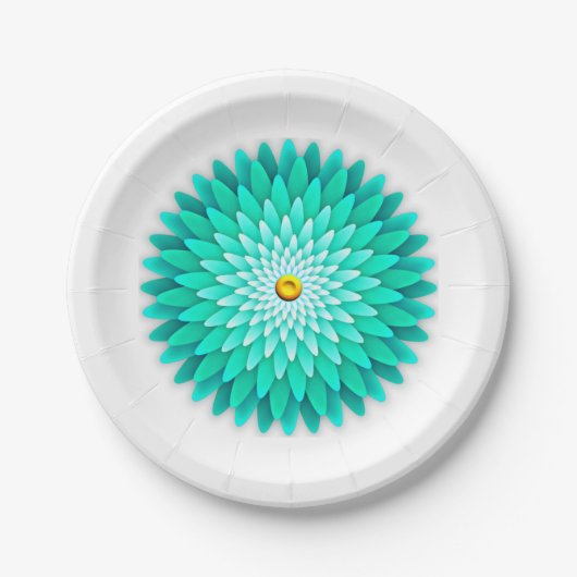 Blaue Blumenmandala-68566 Pappteller (Vorderseite)
