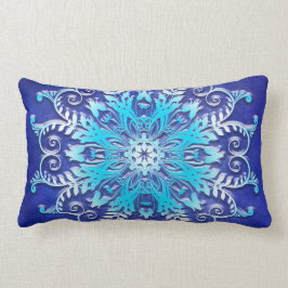 Blaue BlumenMandala auf Schmutzhintergrund Lendenkissen