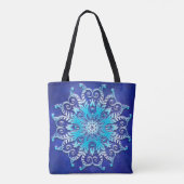 Blaue BlumenMandala auf Schmutzhintergrund Tasche (Rückseite)