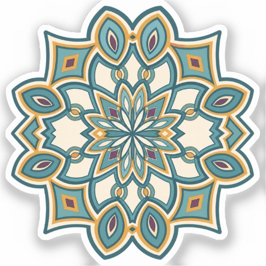 Blaue Blumenmandala Aufkleber (Vorderseite)