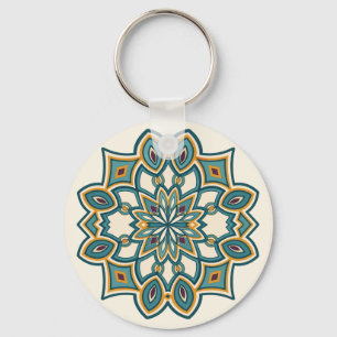 Blaue Blumenmandala Schlüsselanhänger