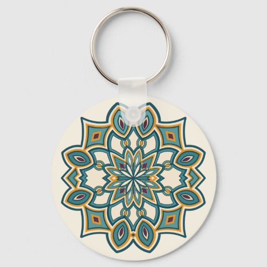 Blaue Blumenmandala Schlüsselanhänger (Vorderseite)