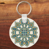 Blaue Blumenmandala Schlüsselanhänger (Vorderseite)
