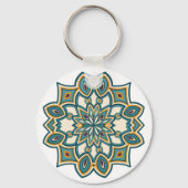 Blaue Blumenmandala Schlüsselanhänger (Rückseite)