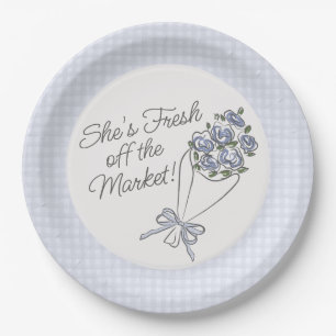 Blaue Blumenmarkt Frische Blumen-Brautdusche Pappteller
