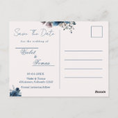 Blaue Blumenmeere Save the Date Postkarte (Rückseite)