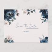 Blaue Blumenmeere Save the Date Postkarte (Vorderseite)