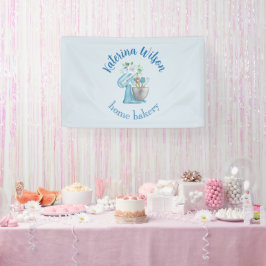 Blaue Blumenmischer Kleine Bäckerei-Logo-Marke Banner