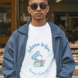 Blaue Blumenmischer-Logo für kleine Bäckereien T-Shirt
