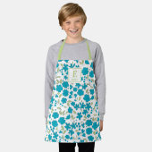 Blaue Blumenmonogramm-Schürze Schürze (Getragen)