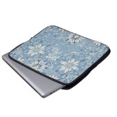 blaue Blumenmosaik Laptopschutzhülle (Vorne Knopf)