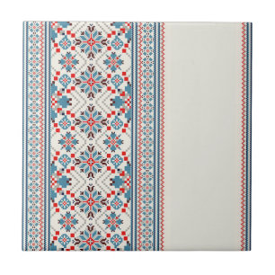 Blaue Blumenmosaik mit Streifen Keramik Tile Fliese