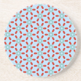 blaue Blumenmotive geometrisches Musterdesign  Getränkeuntersetzer