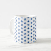 Blaue Blumenmuster auf Weiß Kaffeetasse (Vorderseite Links)