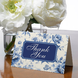 Blaue Blumenmuster-Französische Toile-Chinoiserie- Dankeskarte