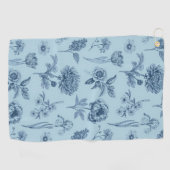 Blaue Blumenmuster Golfhandtuch (Horizontal)