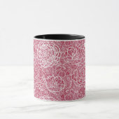 Blaue Blumenmuster Hintergrund Tasse (Zentrum)