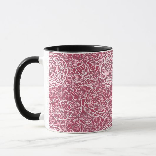 Blaue Blumenmuster Hintergrund Tasse (Links)