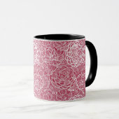 Blaue Blumenmuster Hintergrund Tasse (VorderseiteRechts)