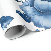Blaue Blumenmuster im französischen Cotgore Geschenkpapier (Rolleneckpunkt)
