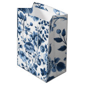 Blaue Blumenmuster im französischen Cotgore Mittlere Geschenktüte (Vorderseite Schrägansicht)