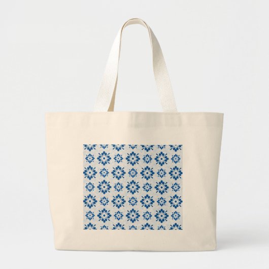 Blaue Blumenmuster Jumbo Stoffbeutel (Vorne)