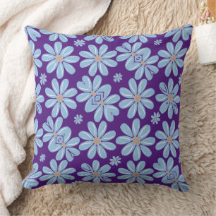 Blaue Blumenmuster - Kissenbezug Kissen