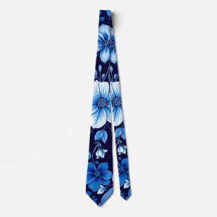 blaue Blumenmuster-Krawatte Krawatte
