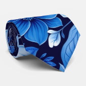 blaue Blumenmuster-Krawatte Krawatte (Gerollt)