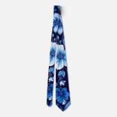 blaue Blumenmuster-Krawatte Krawatte (Rückseite)