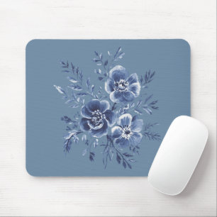 Blaue Blumenmuster Mousepad