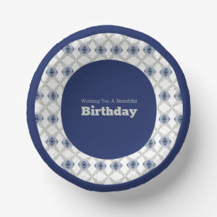 Blaue Blumenmuster-Papier-Schale Pappteller