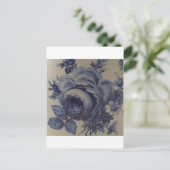 Blaue Blumenmuster Postkarte (Stehend Vorderseite)