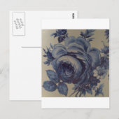 Blaue Blumenmuster Postkarte (Vorne/Hinten)
