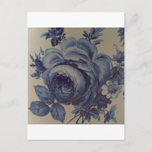 Blaue Blumenmuster Postkarte (Vorderseite)