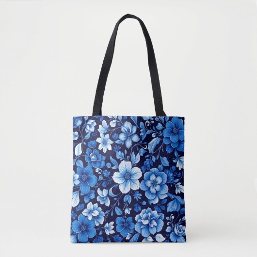 blaue Blumenmuster-Tasche Tasche (Vorderseite)