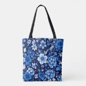 blaue Blumenmuster-Tasche Tasche (Rückseite)