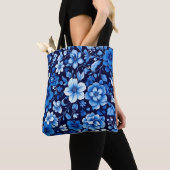 blaue Blumenmuster-Tasche Tasche (Von Nahem)